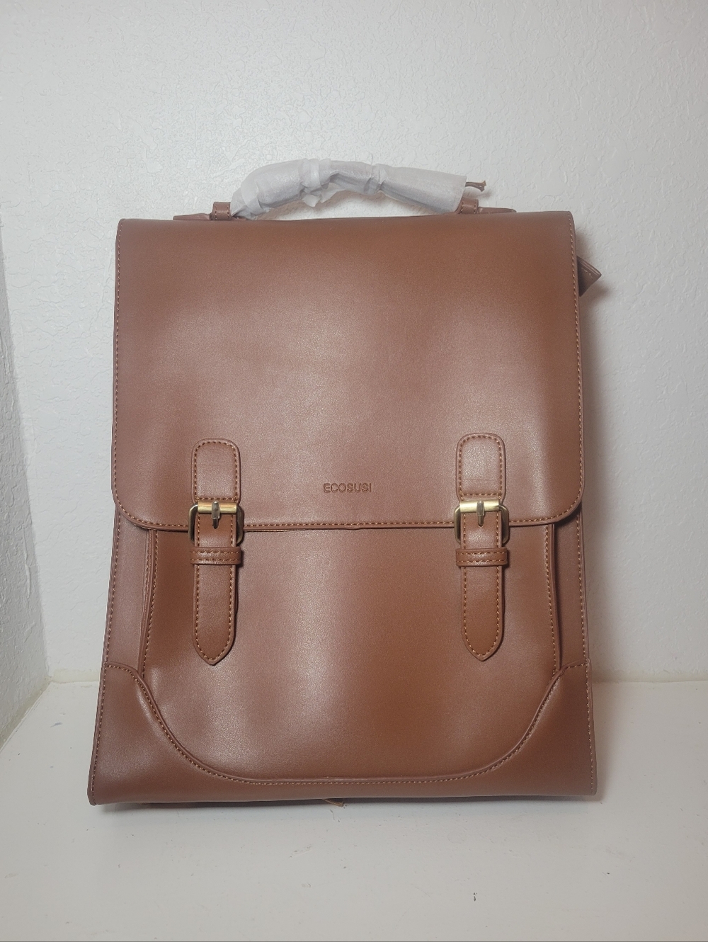 ECOSUSI Laptop Backpack UNISEX PU Leather Backpack for Laptop